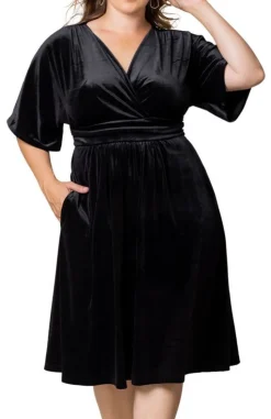 Angelic Velvet Midi Cocktail Dress - Plus