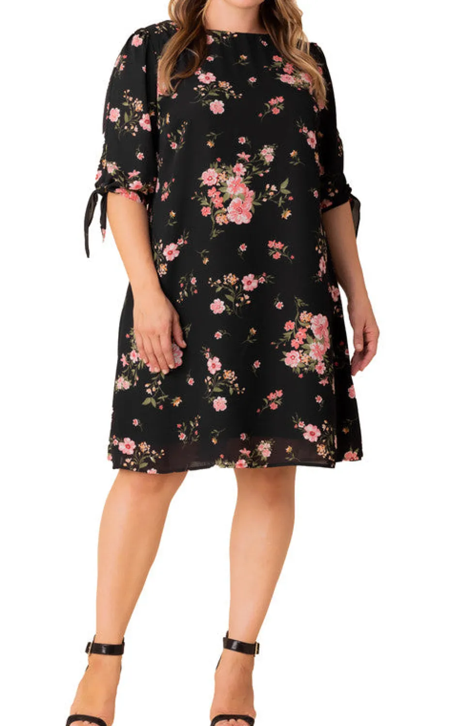 Black Floral Manhattan A-Line Shift Dress - Plus
