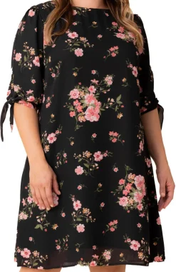 Black Floral Manhattan A-Line Shift Dress - Plus