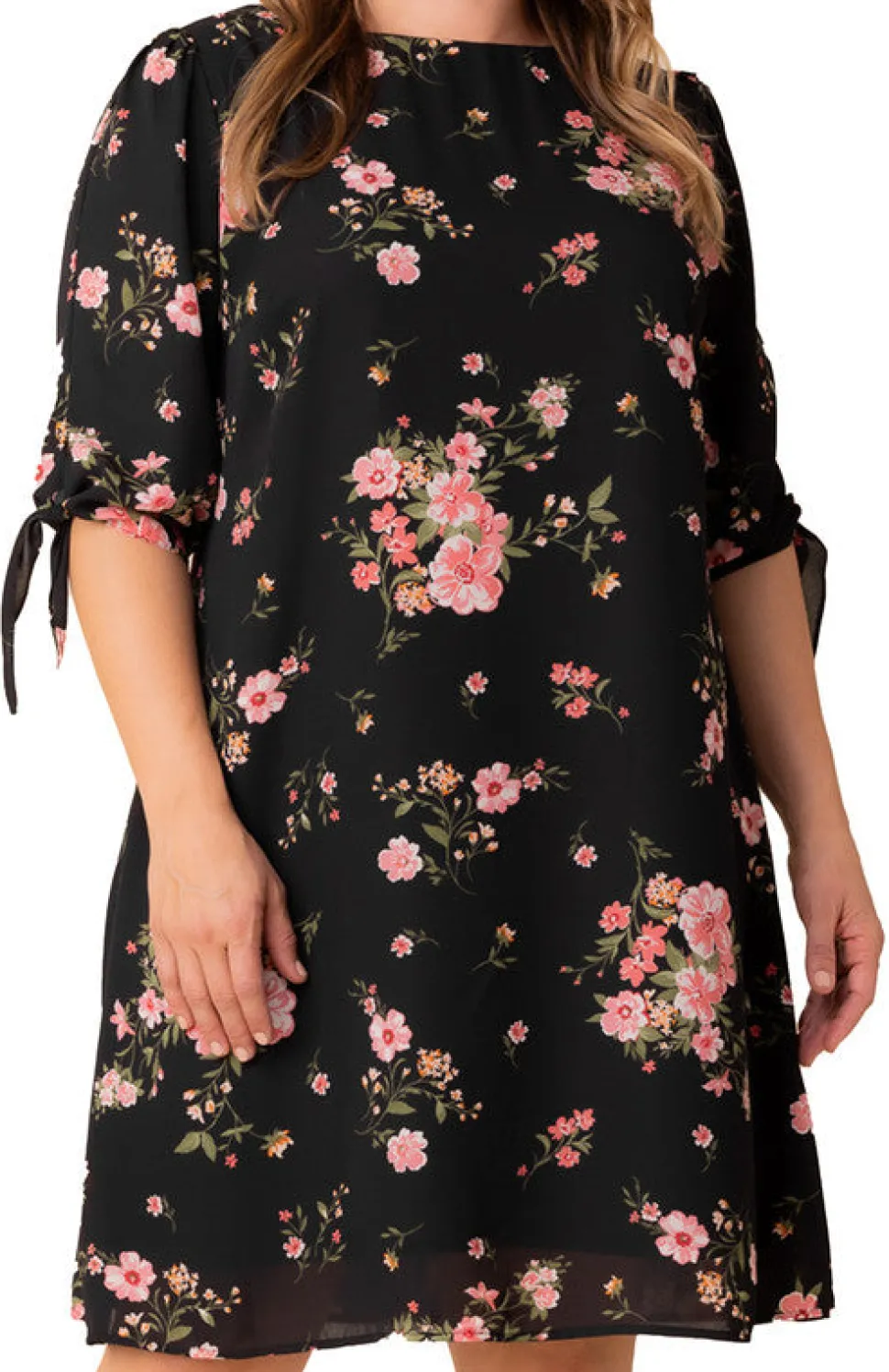 Black Floral Manhattan A-Line Shift Dress - Plus