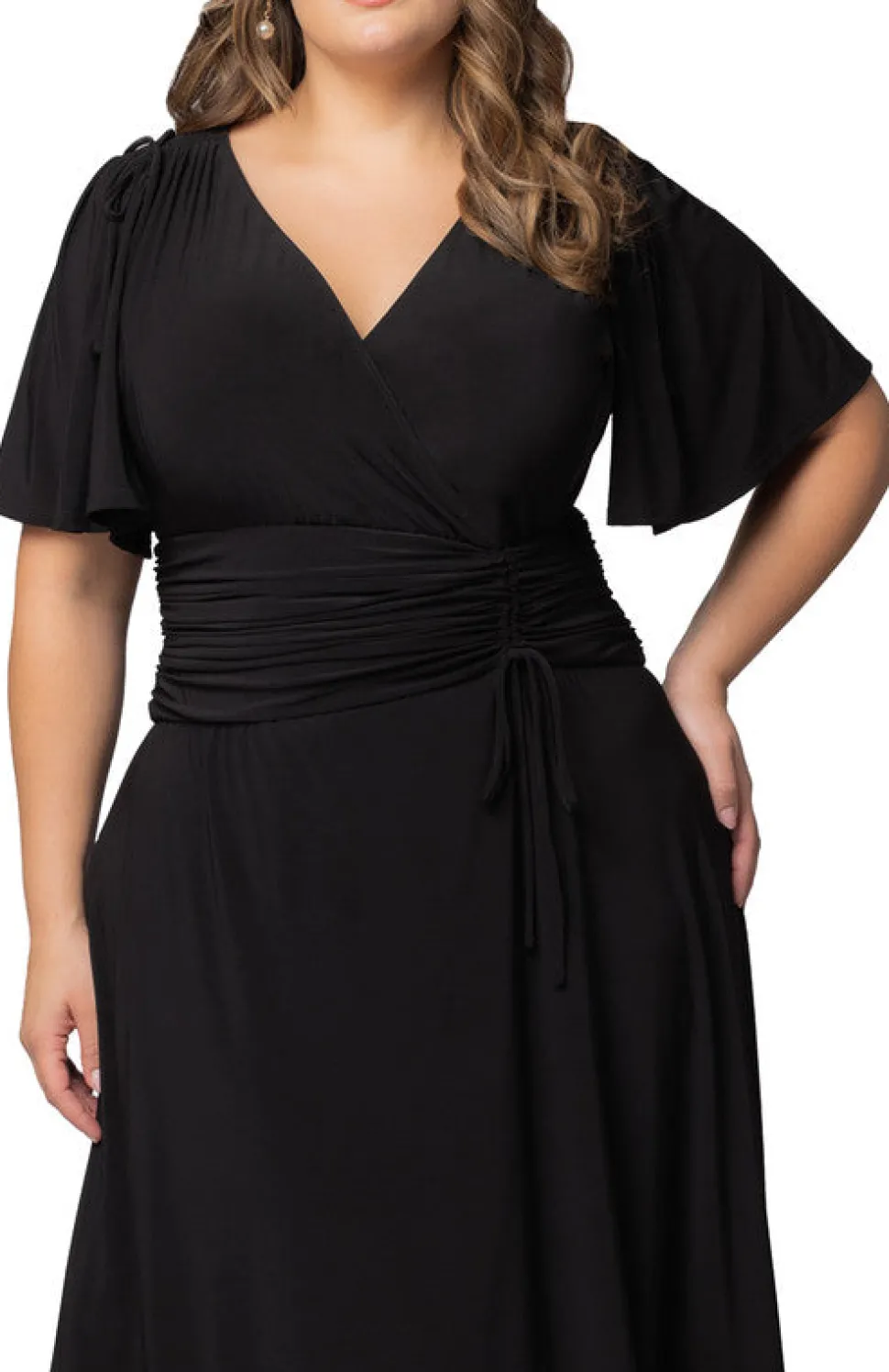 Black Noir Jemma Ruched Tie Dress - Plus