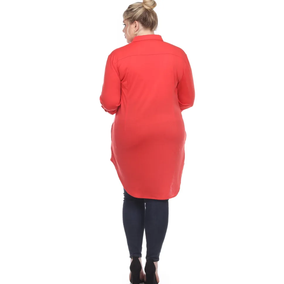 Button Down Stretchy Tunic - Plus