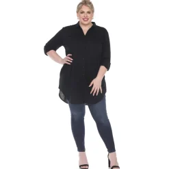 Button Down Stretchy Tunic - Plus