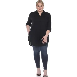 Button Down Stretchy Tunic - Plus