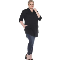 Button Down Stretchy Tunic - Plus