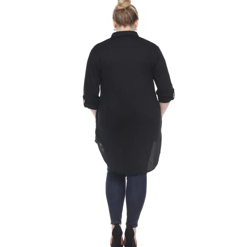 Button Down Stretchy Tunic - Plus