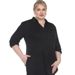 Button Down Stretchy Tunic - Plus