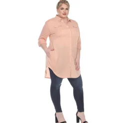 Button Down Stretchy Tunic - Plus