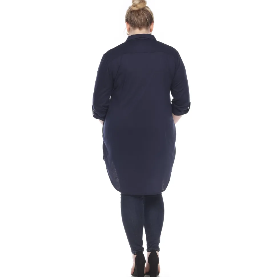 Button Down Stretchy Tunic - Plus