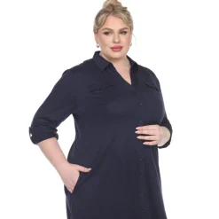 Button Down Stretchy Tunic - Plus