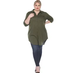 Button Down Stretchy Tunic - Plus