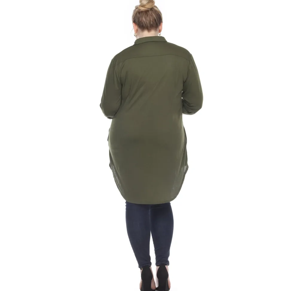 Button Down Stretchy Tunic - Plus