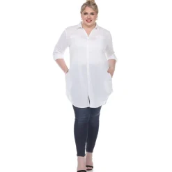 Button Down Stretchy Tunic - Plus