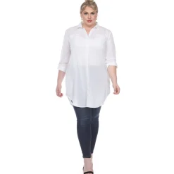 Button Down Stretchy Tunic - Plus