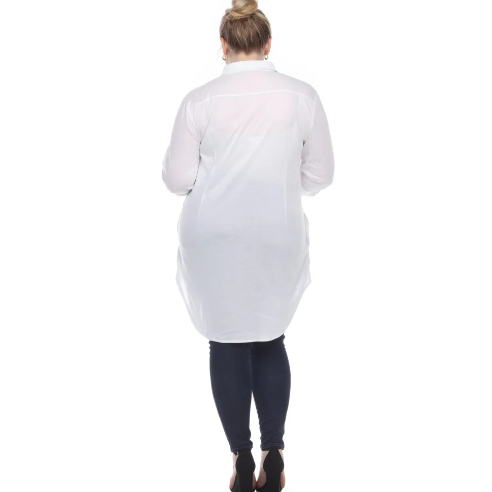 Button Down Stretchy Tunic - Plus