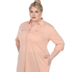 Button Down Stretchy Tunic - Plus