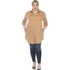 Button Down Stretchy Tunic - Plus