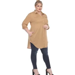 Button Down Stretchy Tunic - Plus