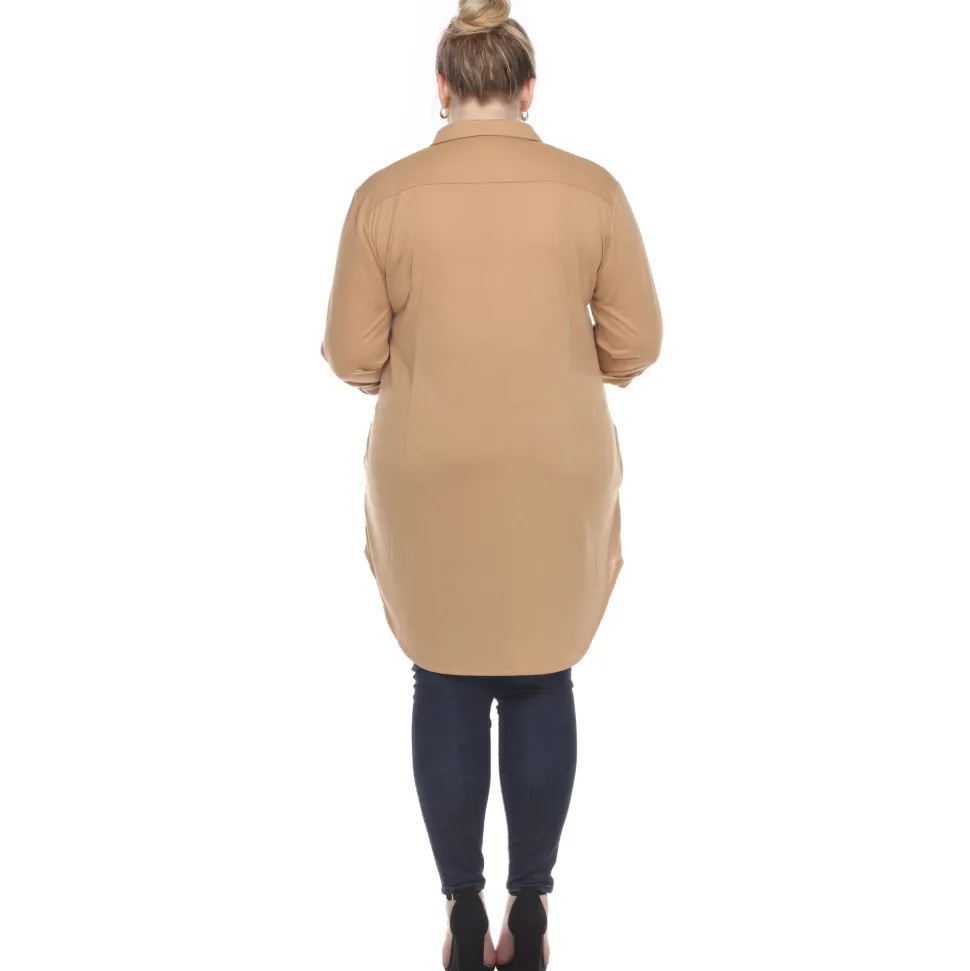 Button Down Stretchy Tunic - Plus