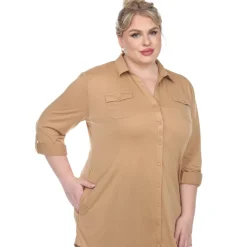 Button Down Stretchy Tunic - Plus