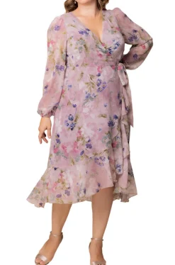 Clara Long Sleeve Wrap Dress - Plus