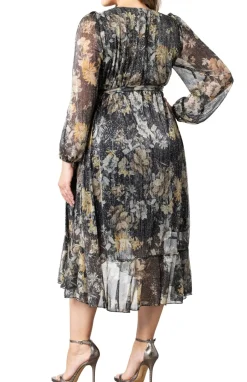 Clara Sparkling Long Sleeve Wrap Dress - Plus