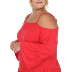 Cold Shoulder Ruffle Sleeve Top - Plus
