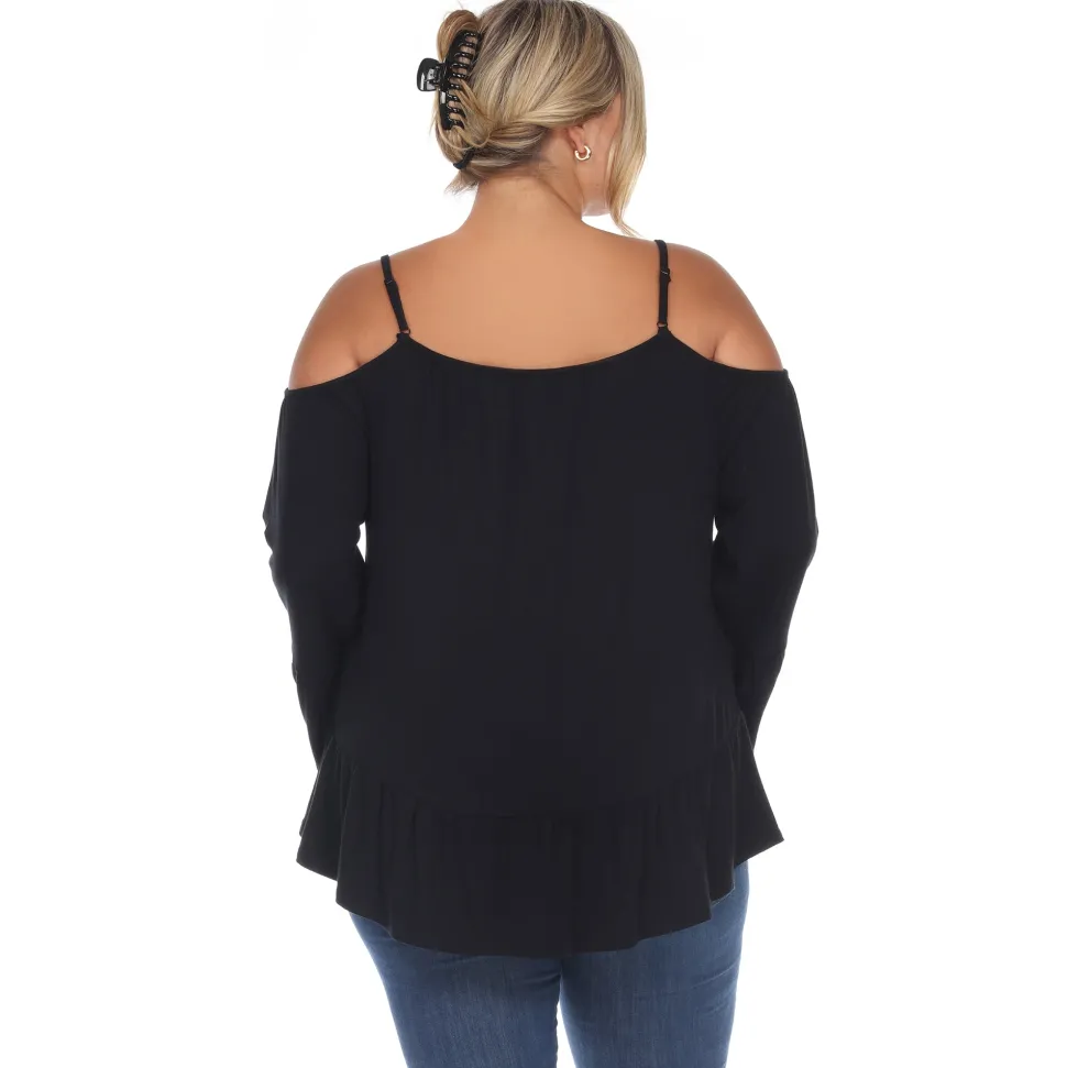 Cold Shoulder Ruffle Sleeve Top - Plus