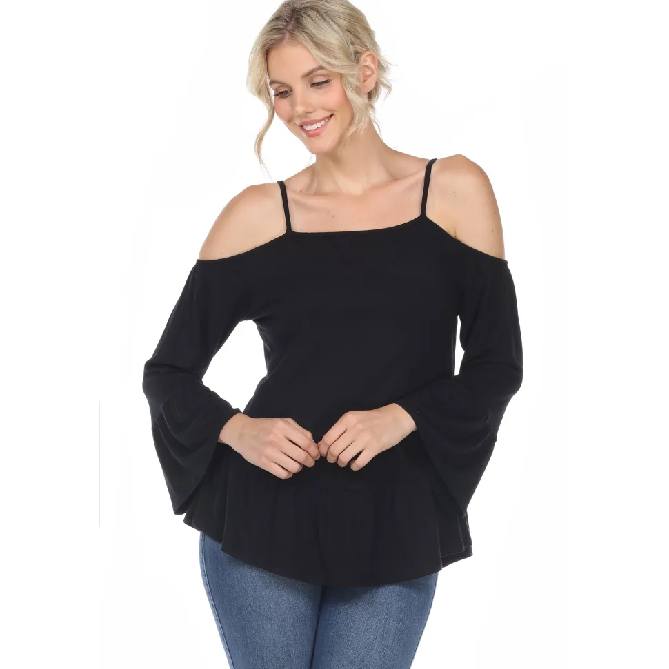 Cold Shoulder Ruffle Sleeve Top