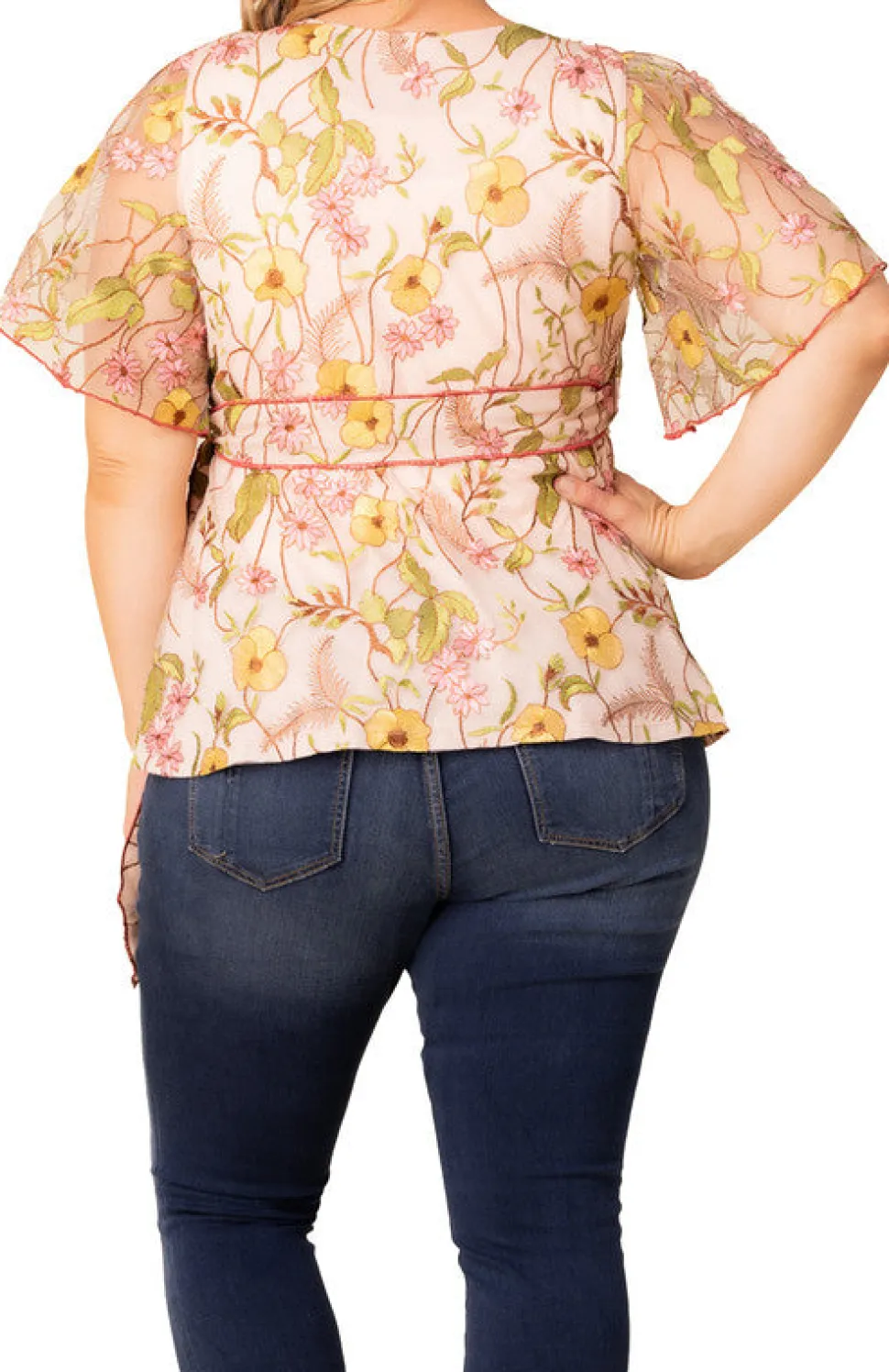 Dawn Garden Rosalie Embroidered Wrap Top - Plus