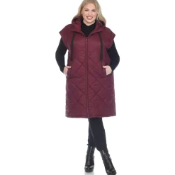 Diamond Quilted Hooded Puffer Vest - Plus