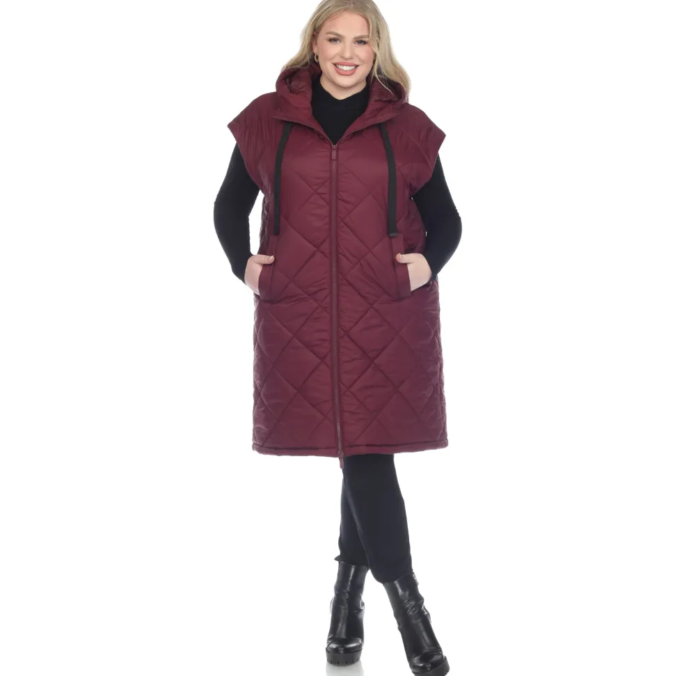 Diamond Quilted Hooded Puffer Vest - Plus