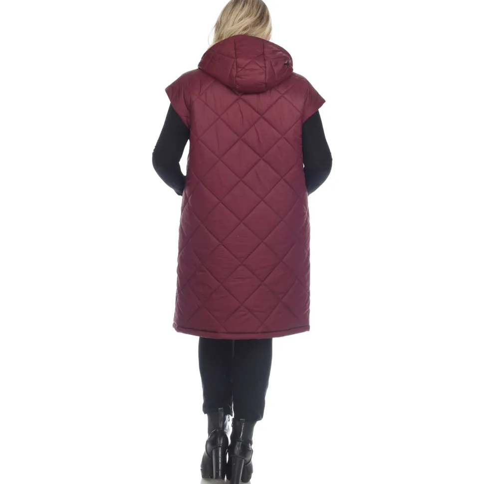 Diamond Quilted Hooded Puffer Vest - Plus