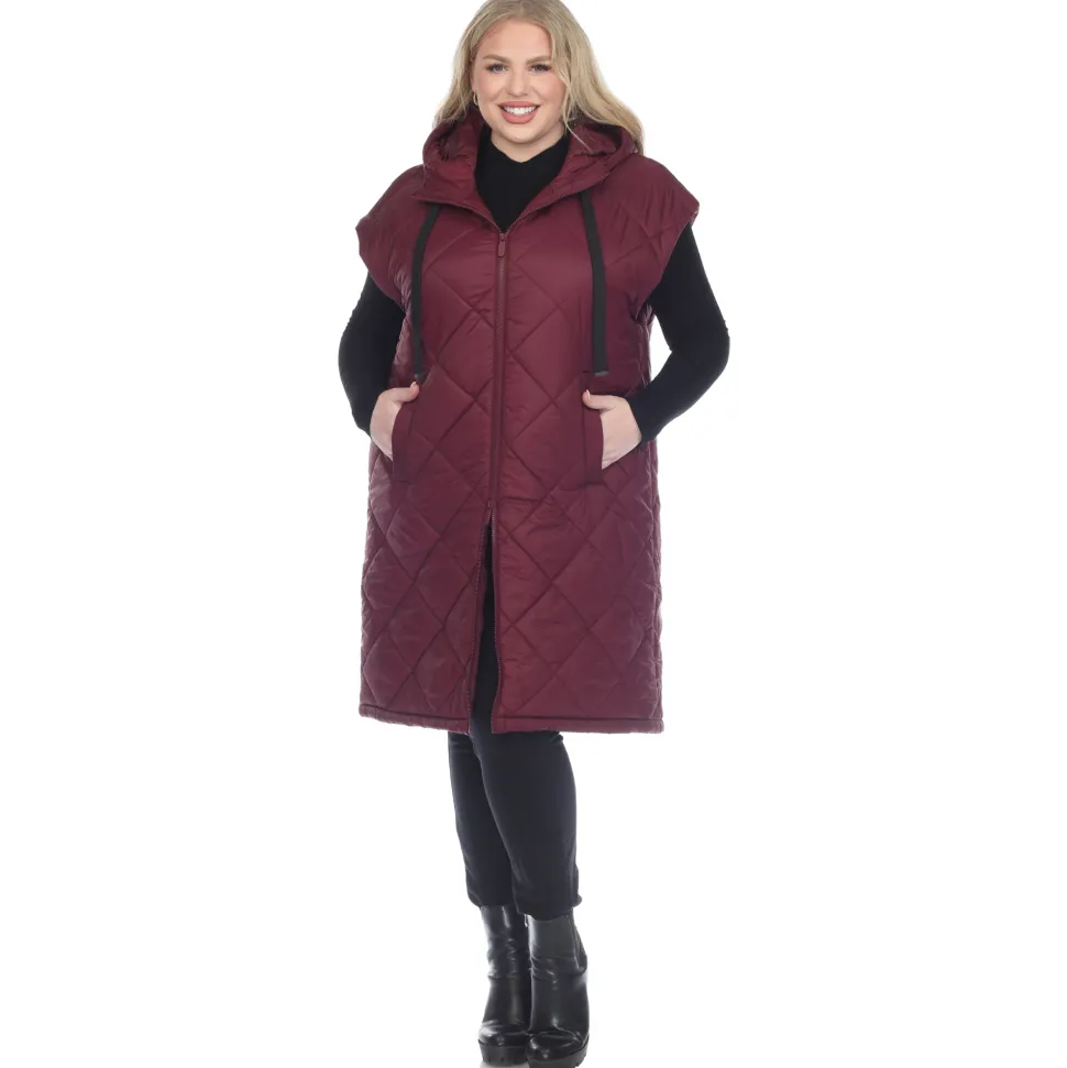 Diamond Quilted Hooded Puffer Vest - Plus