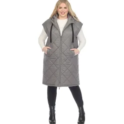 Diamond Quilted Hooded Puffer Vest - Plus