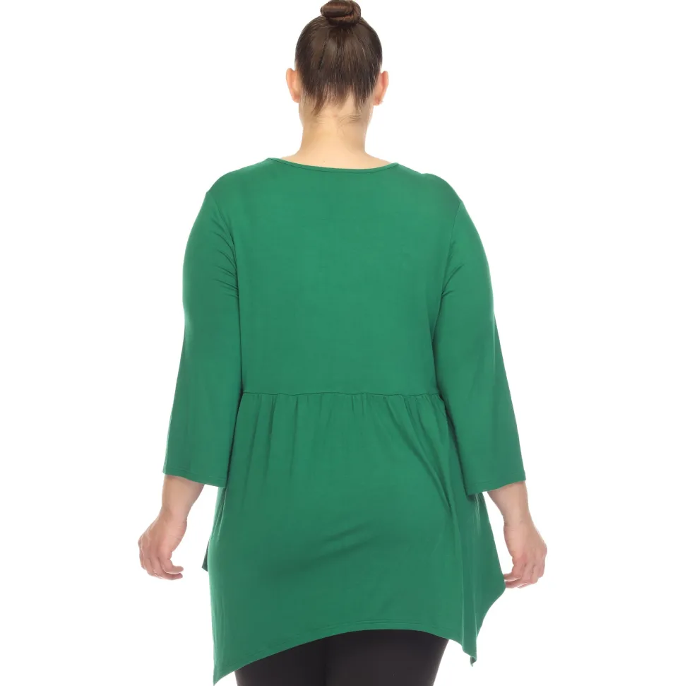 Empire Waist V-Neck Tunic Top - Plus