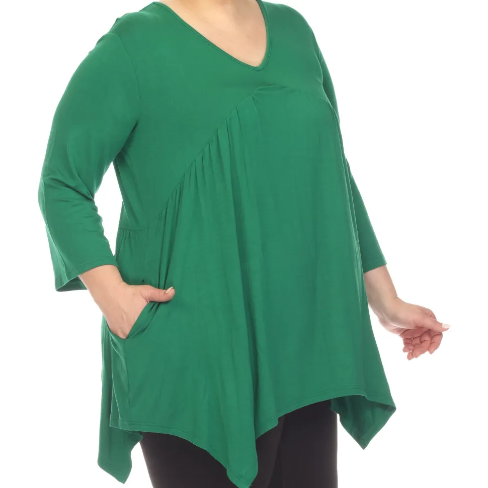 Empire Waist V-Neck Tunic Top - Plus