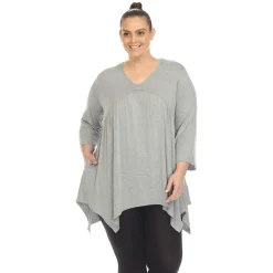 Empire Waist V-Neck Tunic Top - Plus