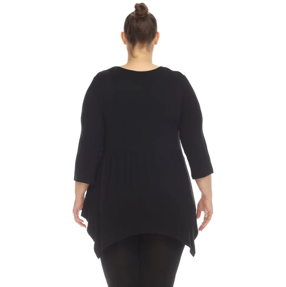 Empire Waist V-Neck Tunic Top - Plus