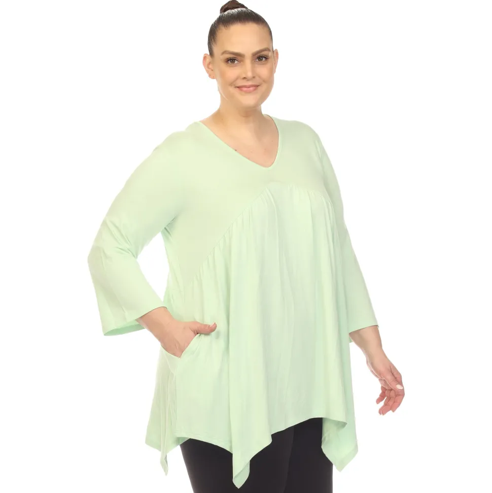 Empire Waist V-Neck Tunic Top - Plus