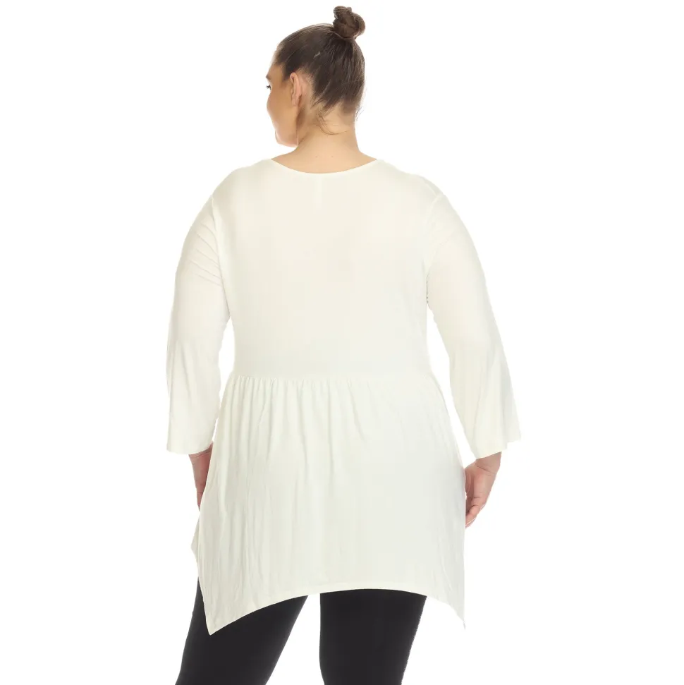 Empire Waist V-Neck Tunic Top - Plus