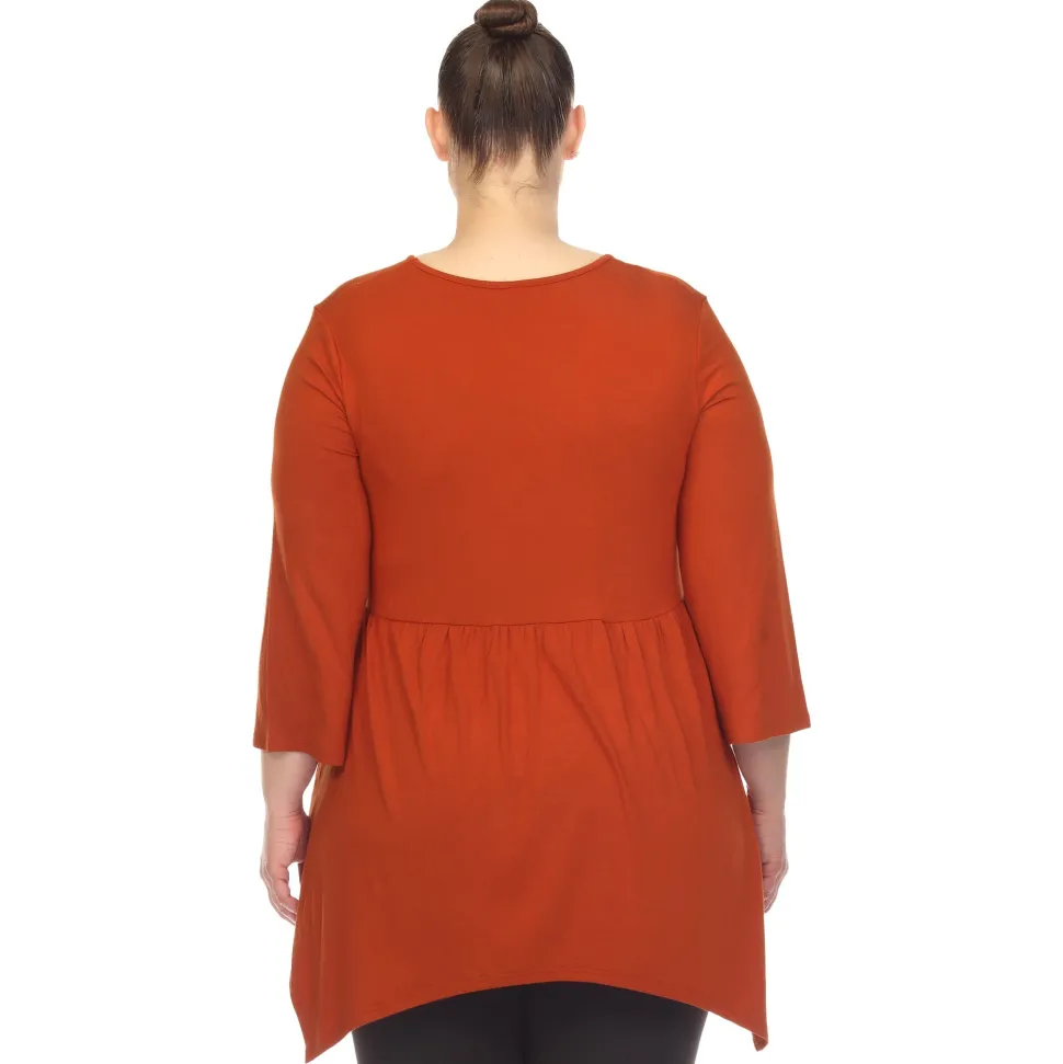 Empire Waist V-Neck Tunic Top - Plus