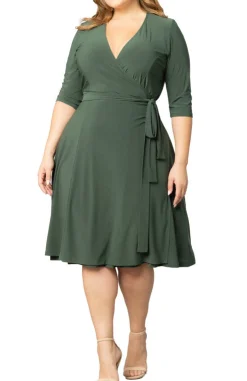 Essential Wrap Dress - Olive Green - Plus