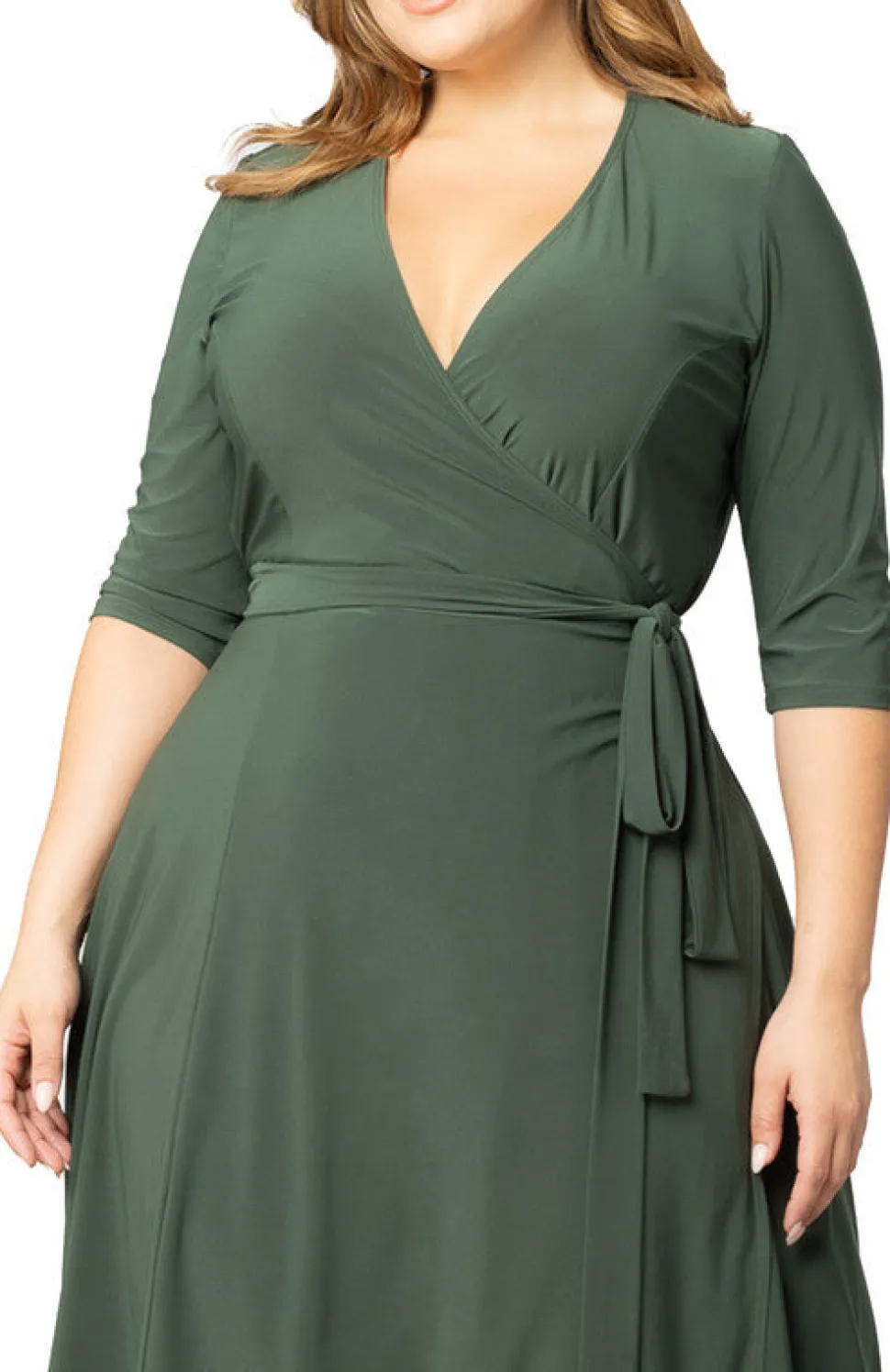 Essential Wrap Dress - Olive Green - Plus