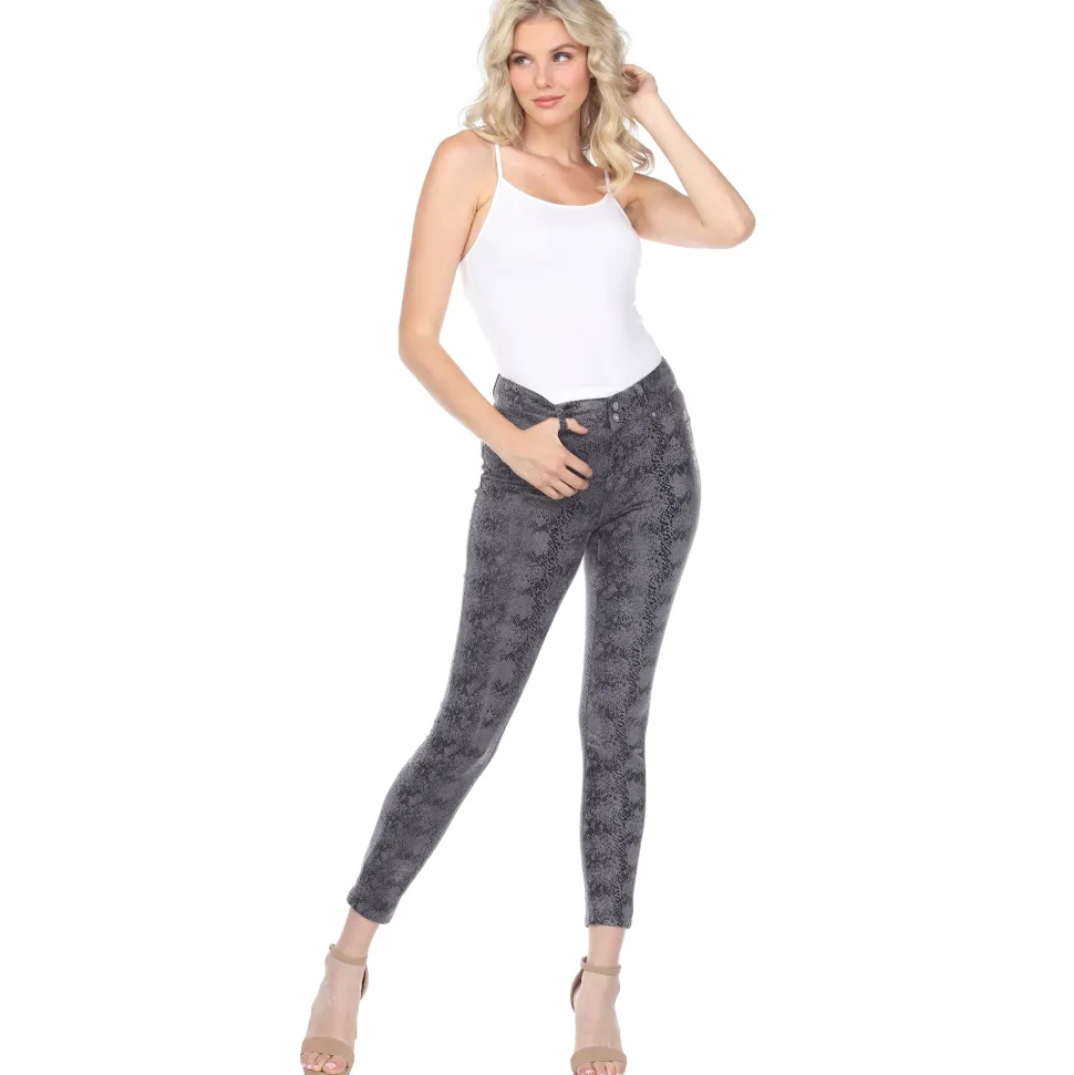 Faux Suede Snake Print Pants