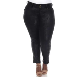 Faux Suede Snake Print Pants - Plus