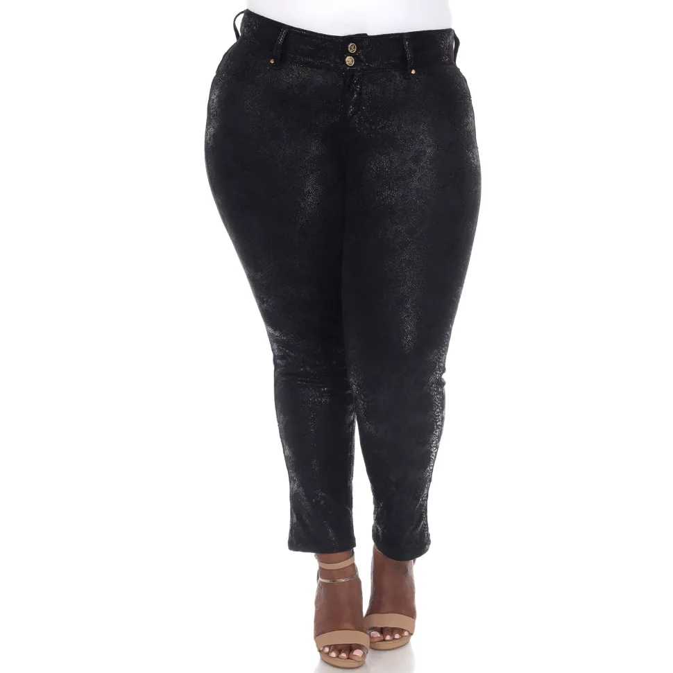 Faux Suede Snake Print Pants - Plus