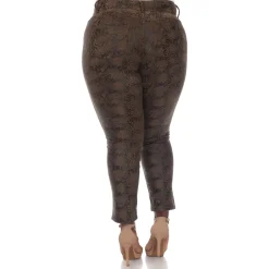 Faux Suede Snake Print Pants - Plus