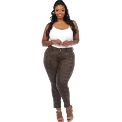 Faux Suede Snake Print Pants - Plus