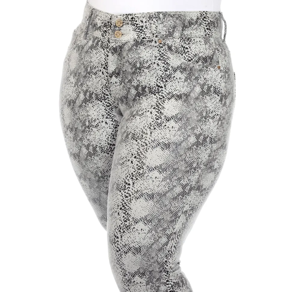 Faux Suede Snake Print Pants - Plus